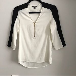 White and Black Blouse from Express